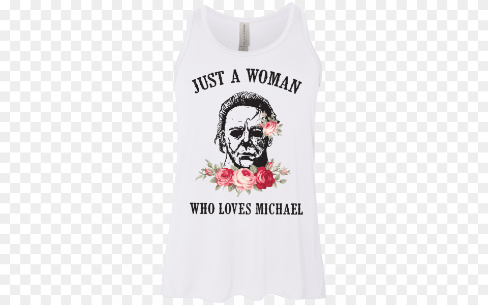 Just A Woman Who Loves Michael Myers Shirt Youth Flowy, Tank Top, Clothing, Face, Person Free Transparent Png