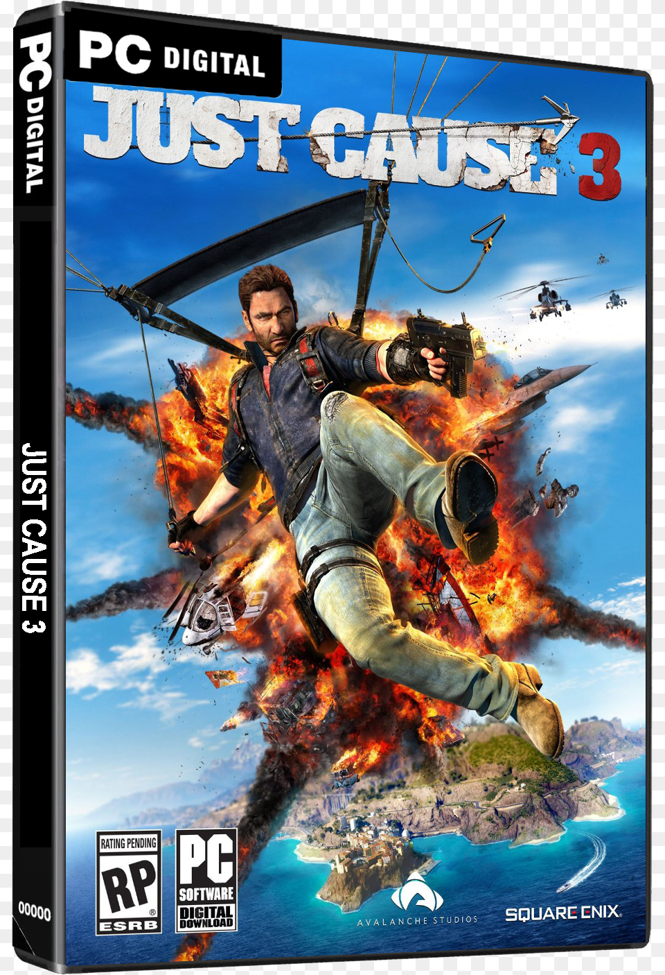 Just Cause 3 Um Videojogo De Aventura Produzido Just Cause 3 Cpy, Advertisement, Poster, Adult, Person Free Png Download
