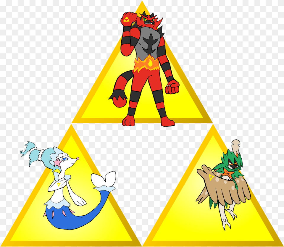 Just Decided To Draw Decidueye Incineroar And Primarina The Legend Of Zelda, Triangle, Baby, Person Free Png