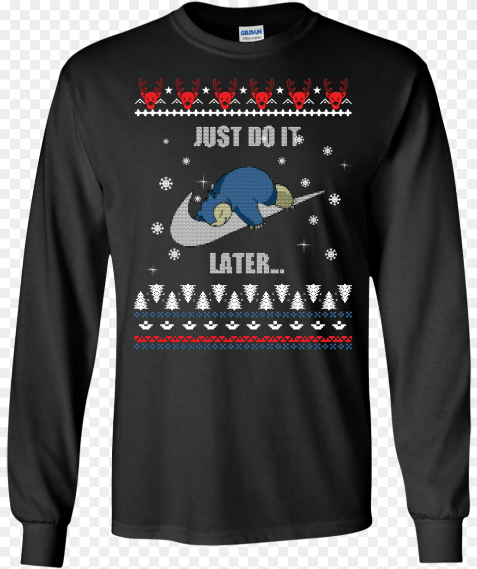 Just Do It Later Sweater Snorlax Christmas Shirt, T-shirt, Clothing, Sleeve, Long Sleeve Free Transparent Png
