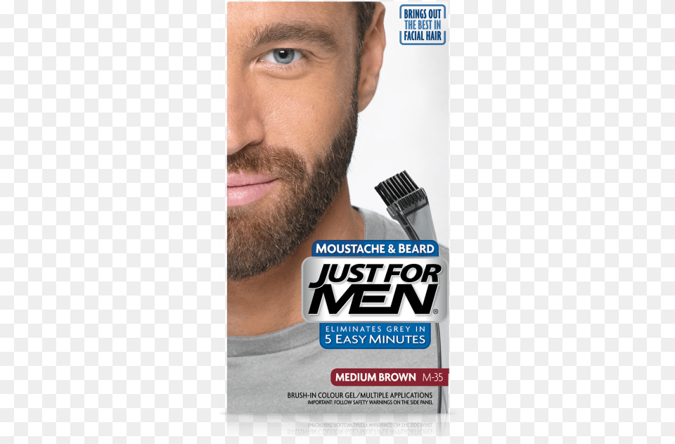 Just For Men Mustache Amp Beard Hair Color Medium, Advertisement, Face, Head, Person Png