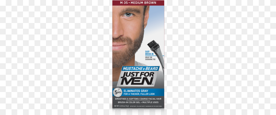 Just For Men Mustache And Beard Brush In Color Gel, Advertisement, Poster, Adult, Male Free Png Download
