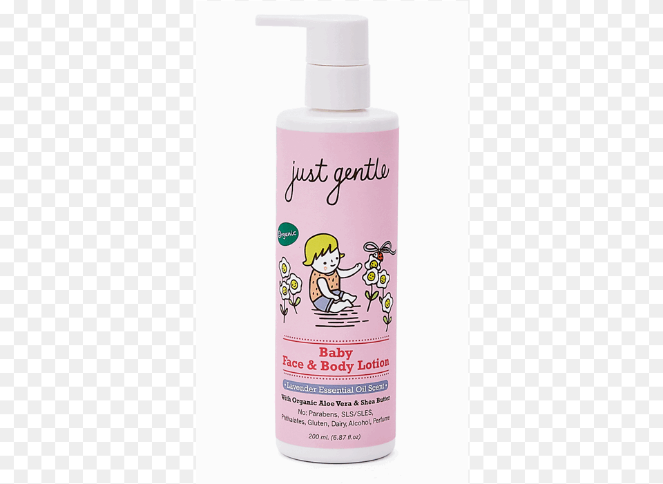 Just Gentle Organic Baby Face Amp Body Lotion 200ml Cosmetics, Bottle, Person, Shaker, Head Free Png Download