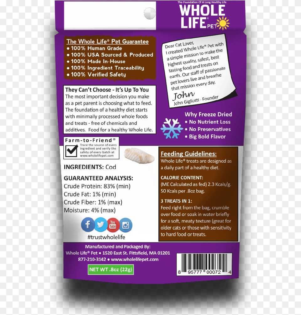 Just One Cod Cat 1oz Back Shadow Whole Life Pet Living Treats Usa Freeze Dried Cheddar, Advertisement, Poster Free Transparent Png