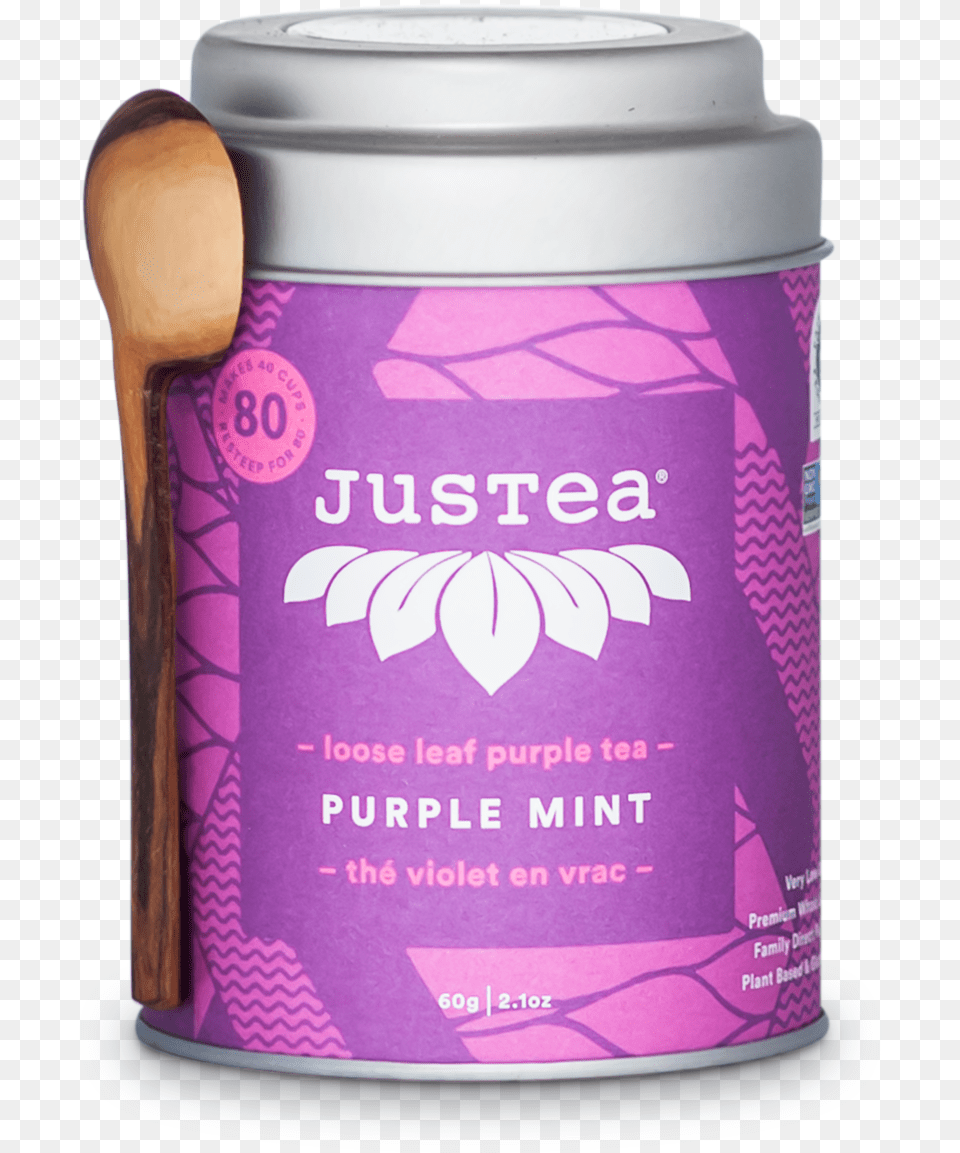 Justea Purple Mint Purple Tea, Cutlery, Spoon, Can, Tin Png Image