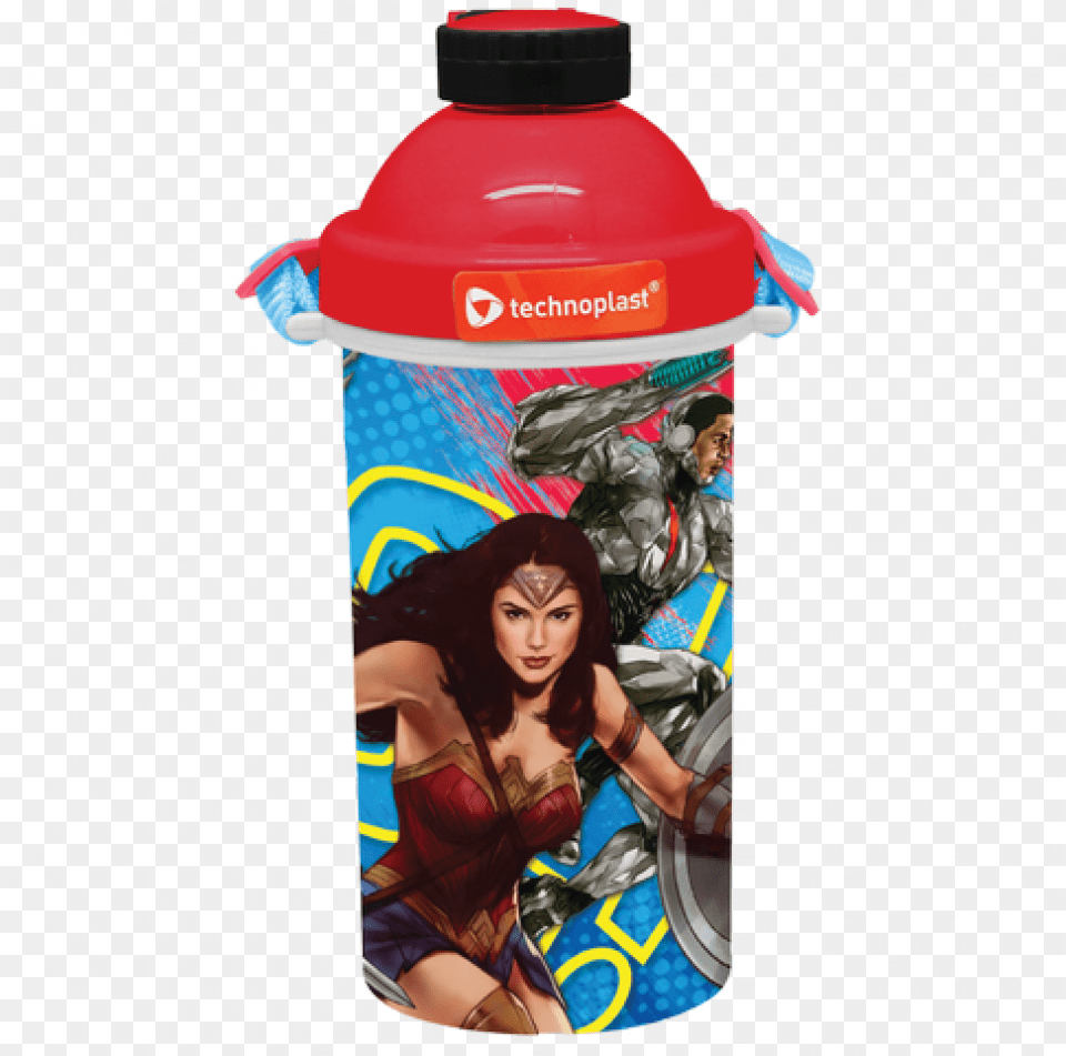 Justice League 3d Bottle 500 Ml Water Bottle, Adult, Female, Person, Woman Free Png Download