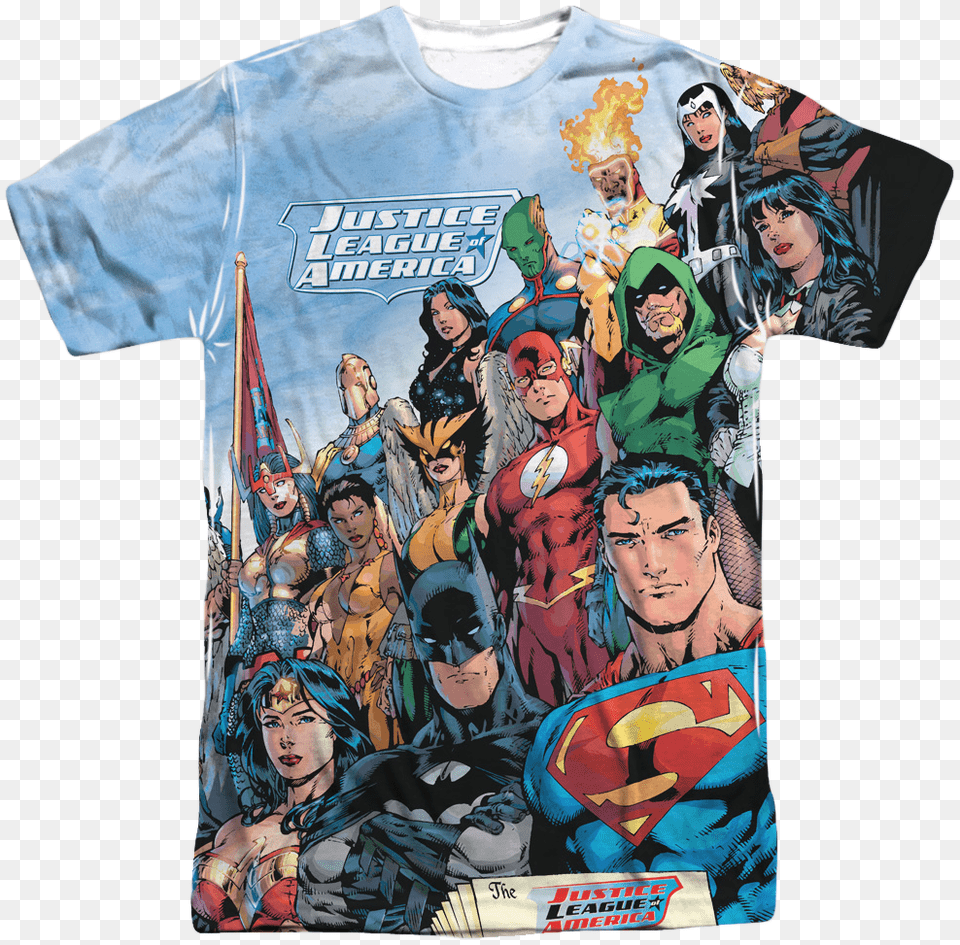 Justice League America Sublimation Shirt Justice League Comic Art, Book, Clothing, Comics, T-shirt Png