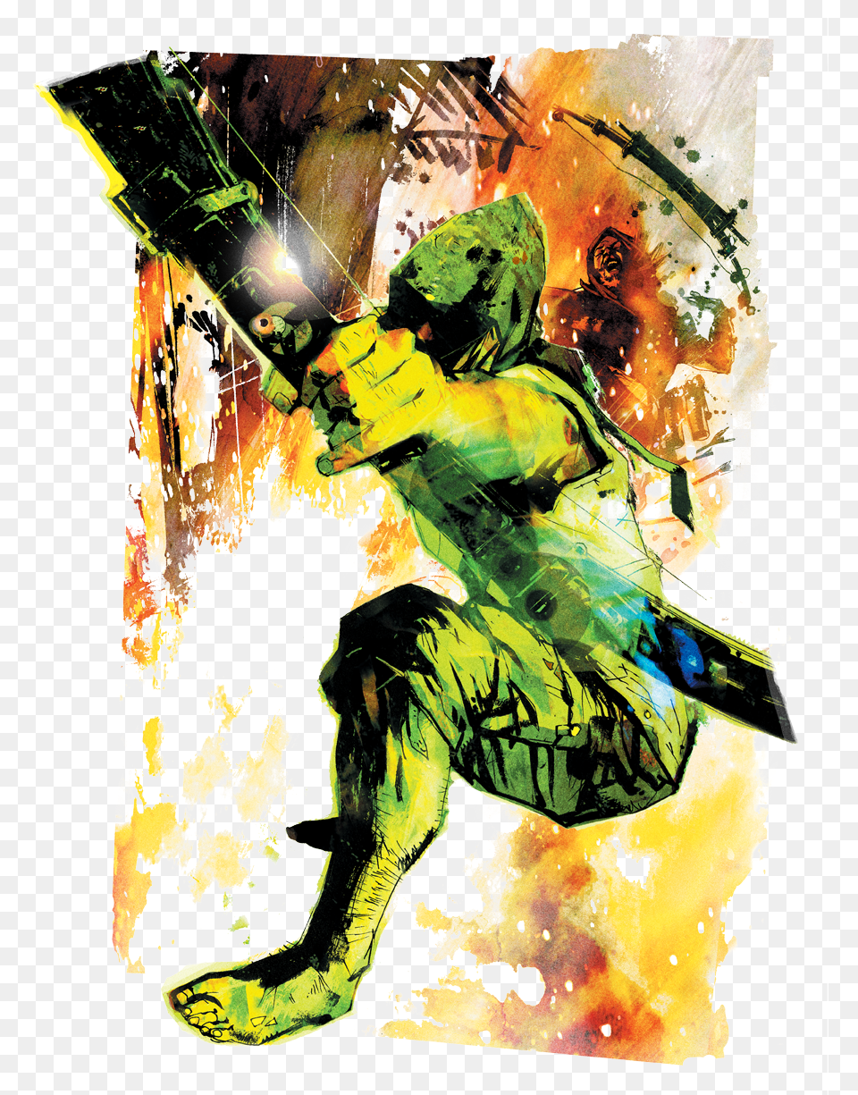 Justice League Painted Archer Men39s Crewneck Sweatshirt Green Arrow, Adult, Art, Graphics, Male Png Image