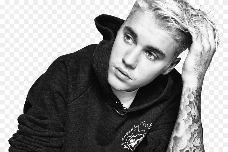 Justin Bieber Black White Image Black And White Singers, Photography, Face, Head, Portrait Free Png Download