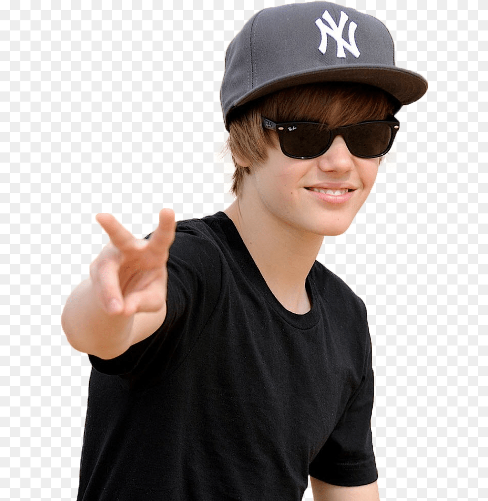 Justin Bieber Clipart Justin Bieber Ray Ban Sunglasses, Accessories, Person, Hat, Hand Free Png