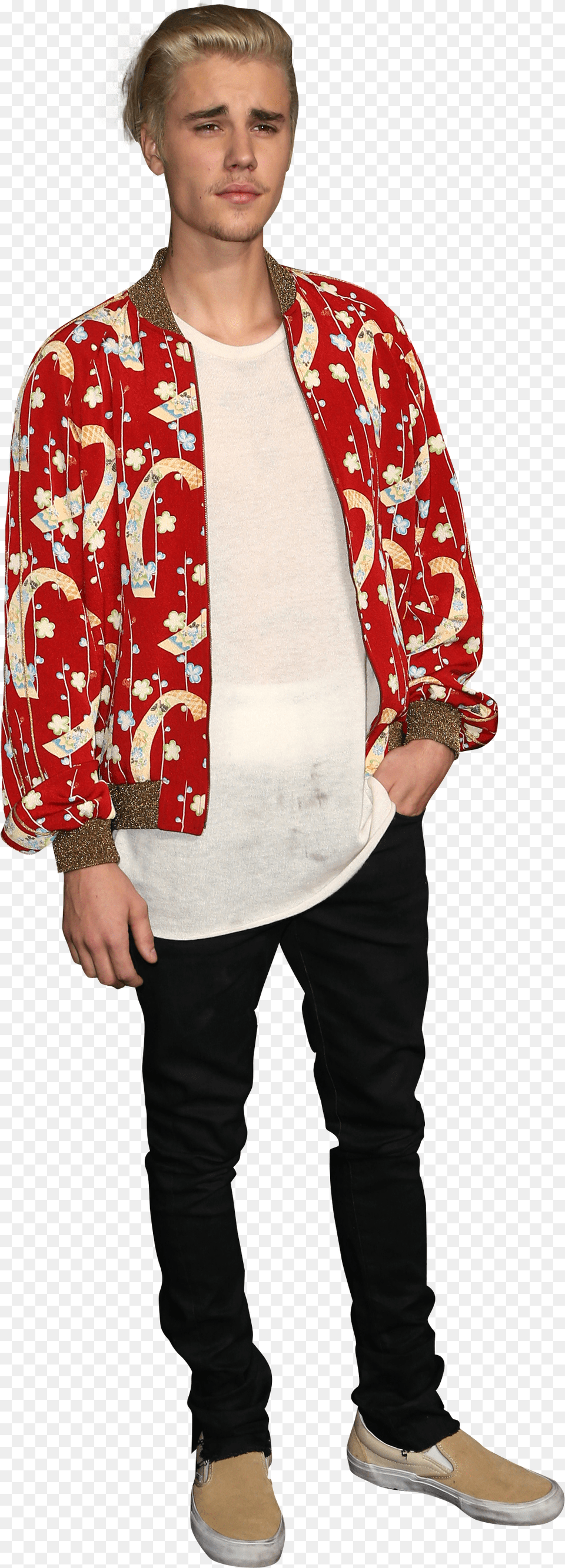 Justin Bieber Dressed In A Red Shirt, Blazer, Jacket, Coat, Clothing Free Png