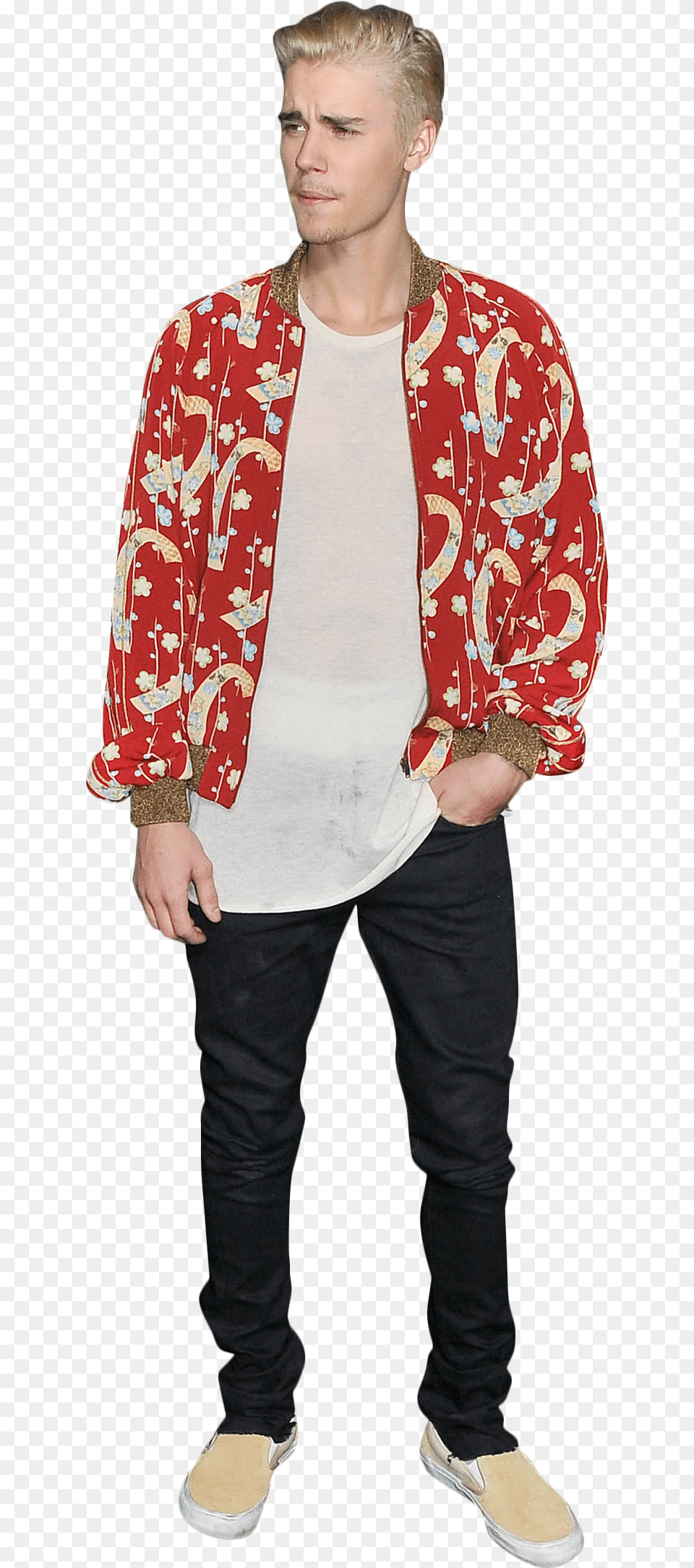 Justin Bieber Dressed In A Red Shirt Image, Blazer, Clothing, Coat, Jacket Png
