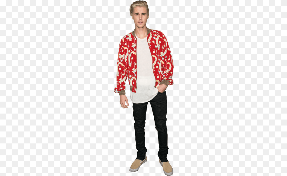 Justin Bieber Dressed In A Red Shirt Images Justin Bieber, Blouse, Clothing, Coat, Sleeve Free Png