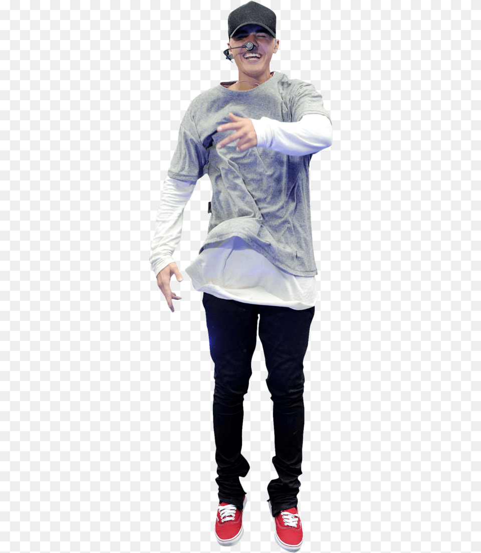 Justin Bieber Performing On Stage Sneakers, Baseball Cap, Long Sleeve, Person, Shoe Free Png