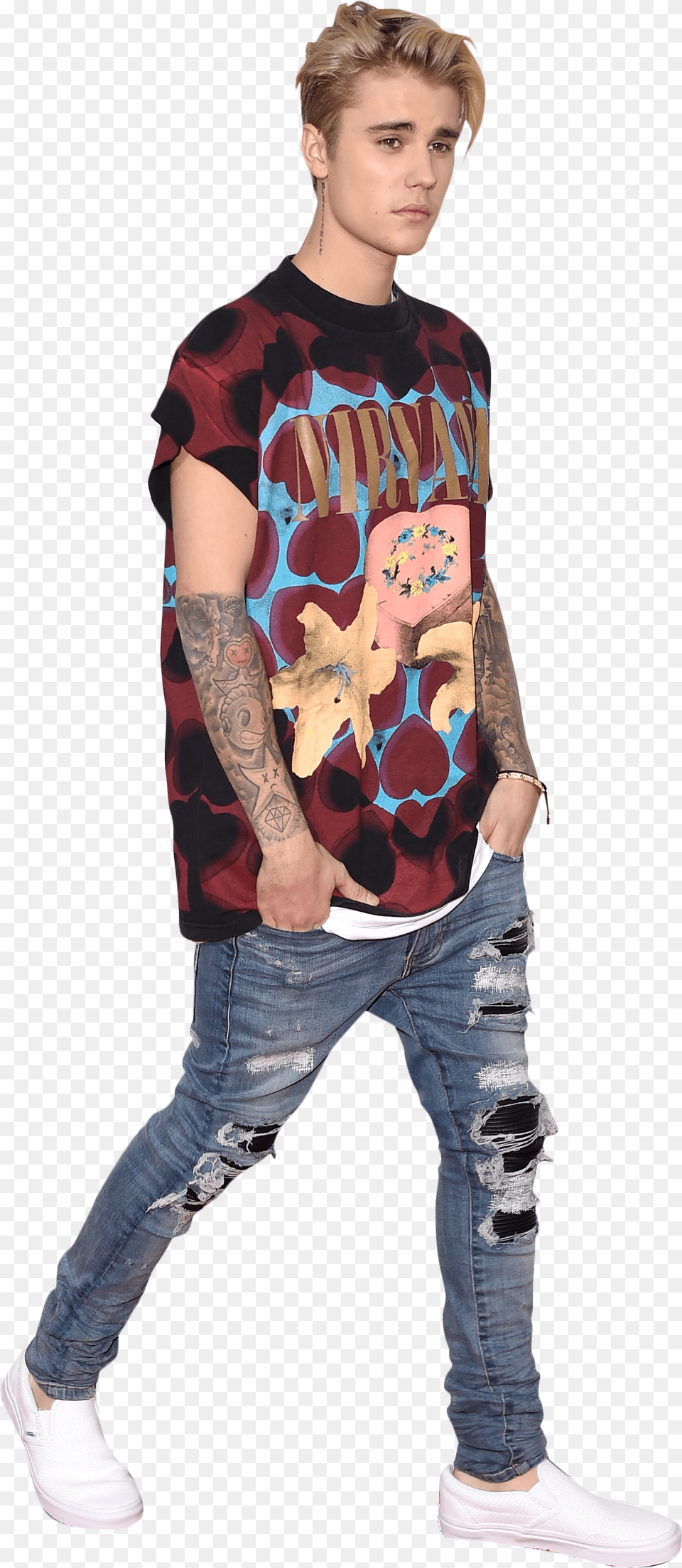 Justin Bieber Ripped Skinny Jeans, Person, Clothing, Tattoo, T-shirt Free Transparent Png