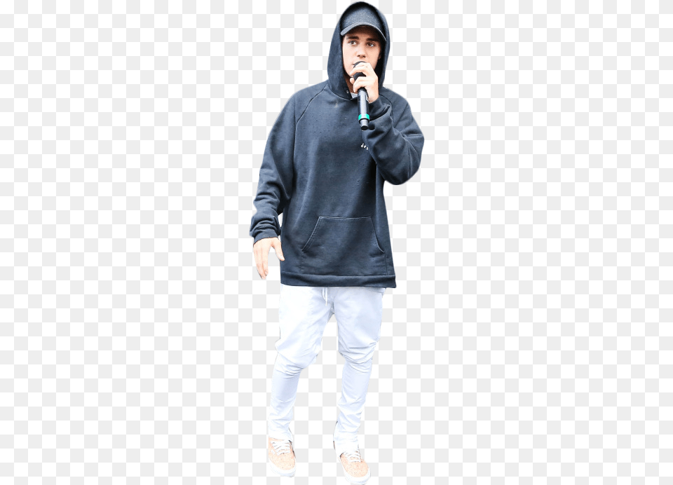 Justin Bieber Singing Image Purepng Justin Bieber Singing, Sweatshirt, Clothing, Sweater, Hood Png