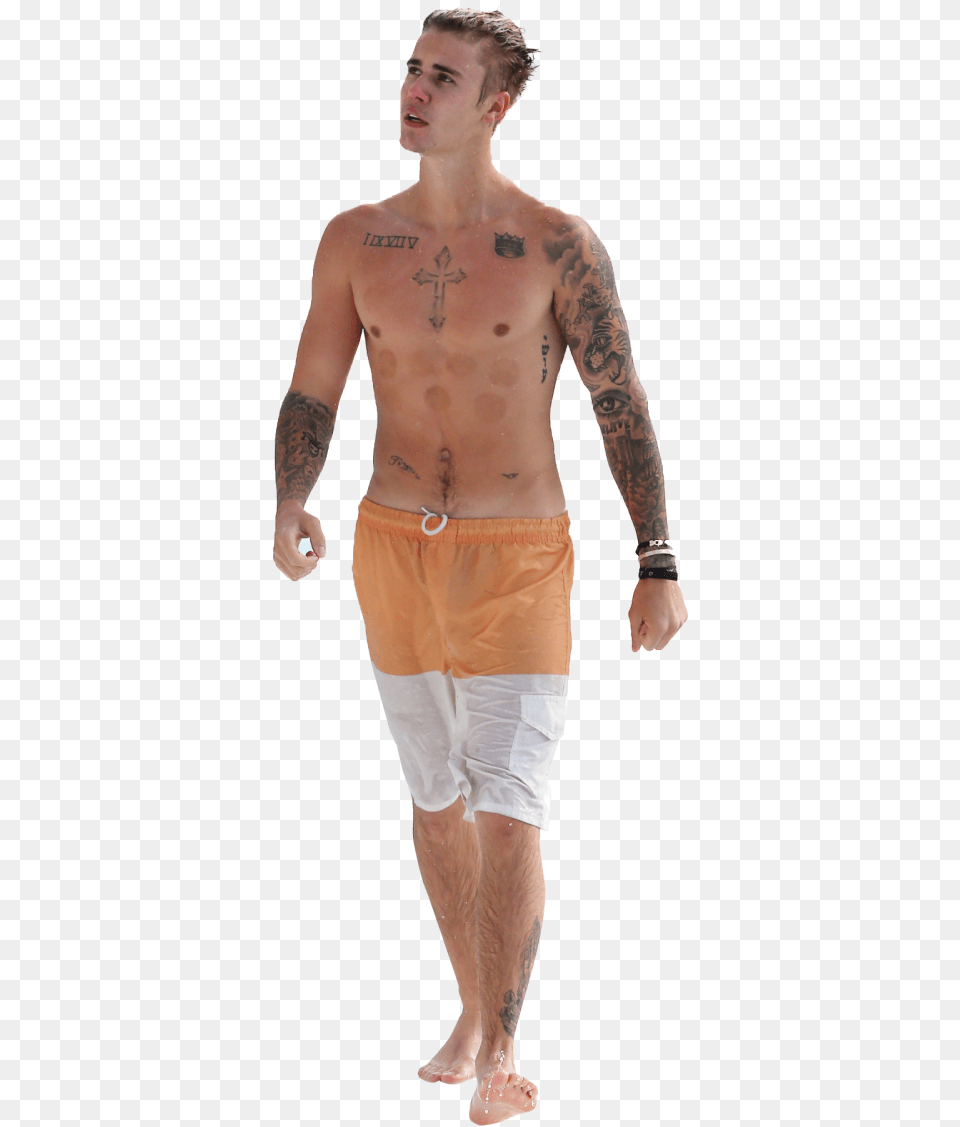Justin Bieber Topless Image Transparent Justin Bieber, Tattoo, Skin, Person, Clothing Free Png