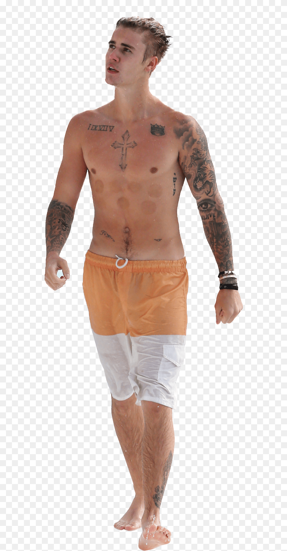 Justin Bieber Topless Person Topless, Tattoo, Skin, Shorts, Man Free Transparent Png
