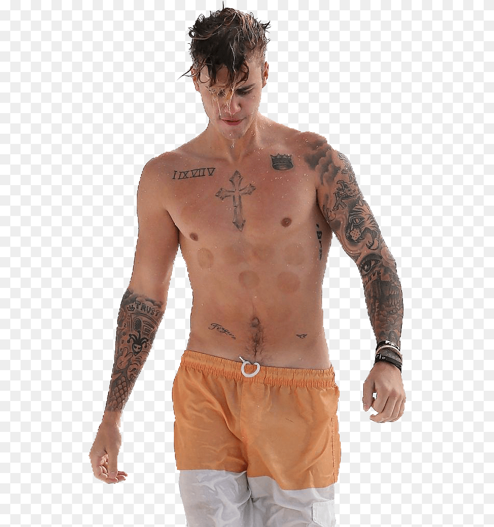 Justin Bieber Topless Portable Network Graphics, Person, Tattoo, Skin, Boy Free Transparent Png