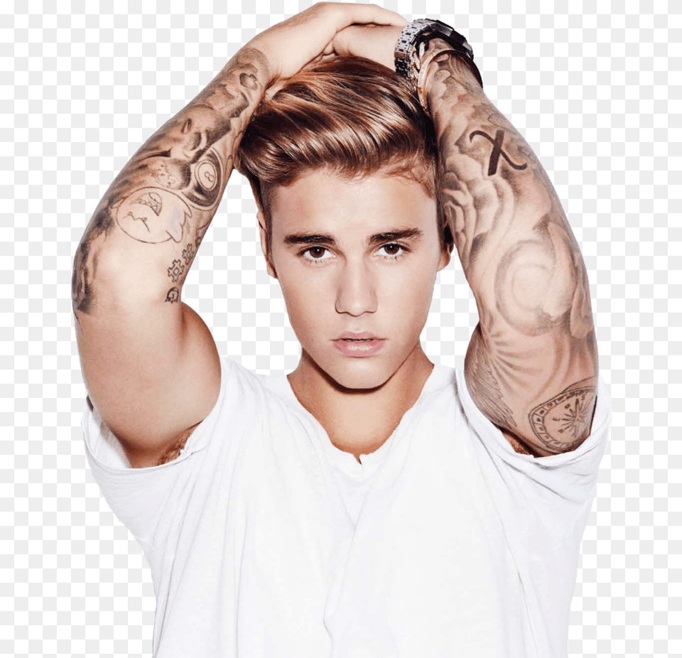 Justin Bieber Transparent, Tattoo, Skin, Person, Arm Png Image