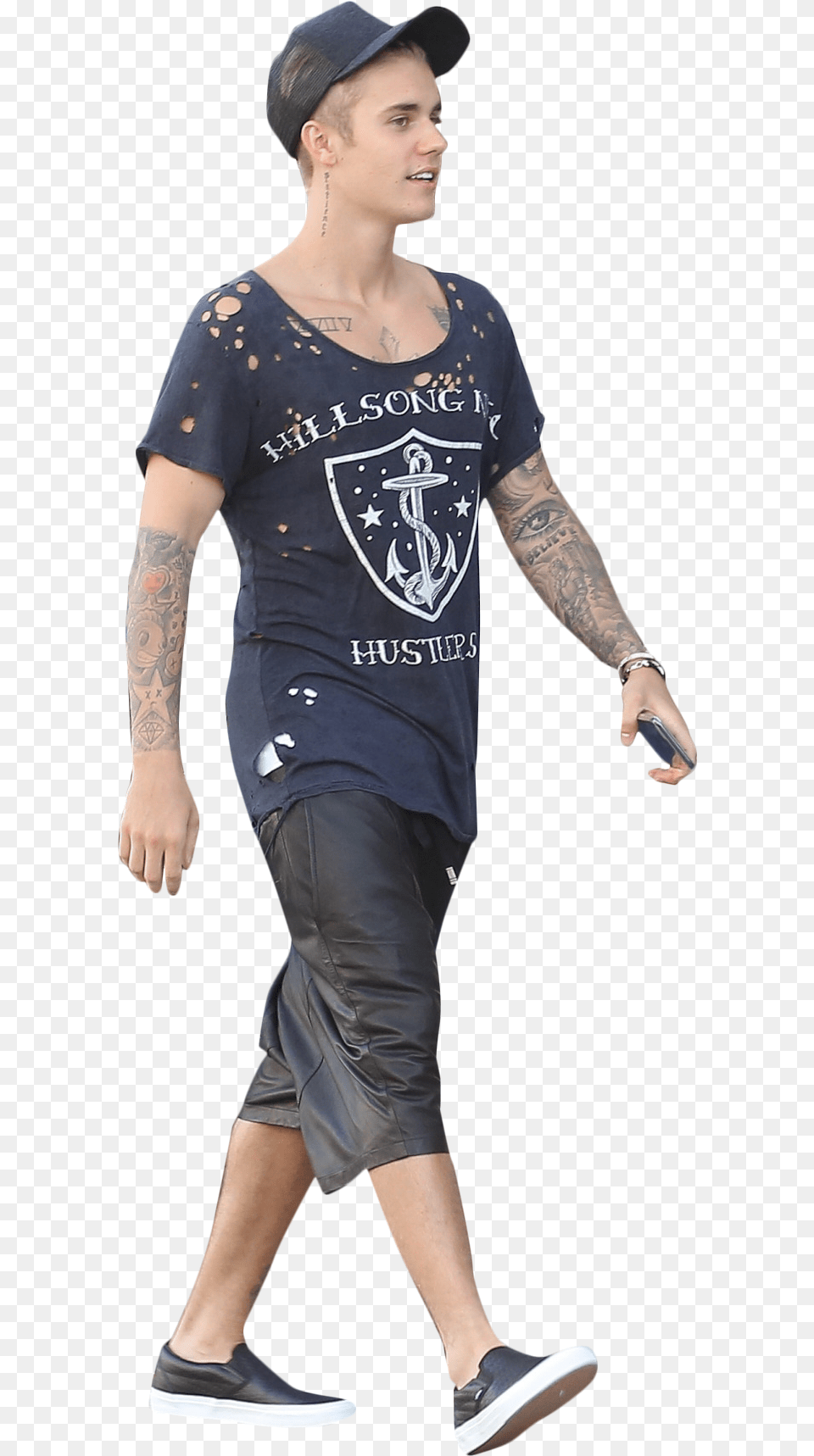 Justin Bieber Walking Image Background Walking People Hd, Baseball Cap, Tattoo, Cap, Clothing Free Png Download