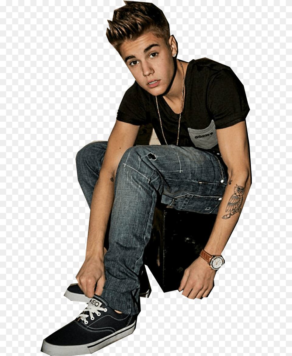 Justinbieber Bieber Justin Jb Cantante Famoso Sitting, Boy, Shoe, Person, Pants Free Png