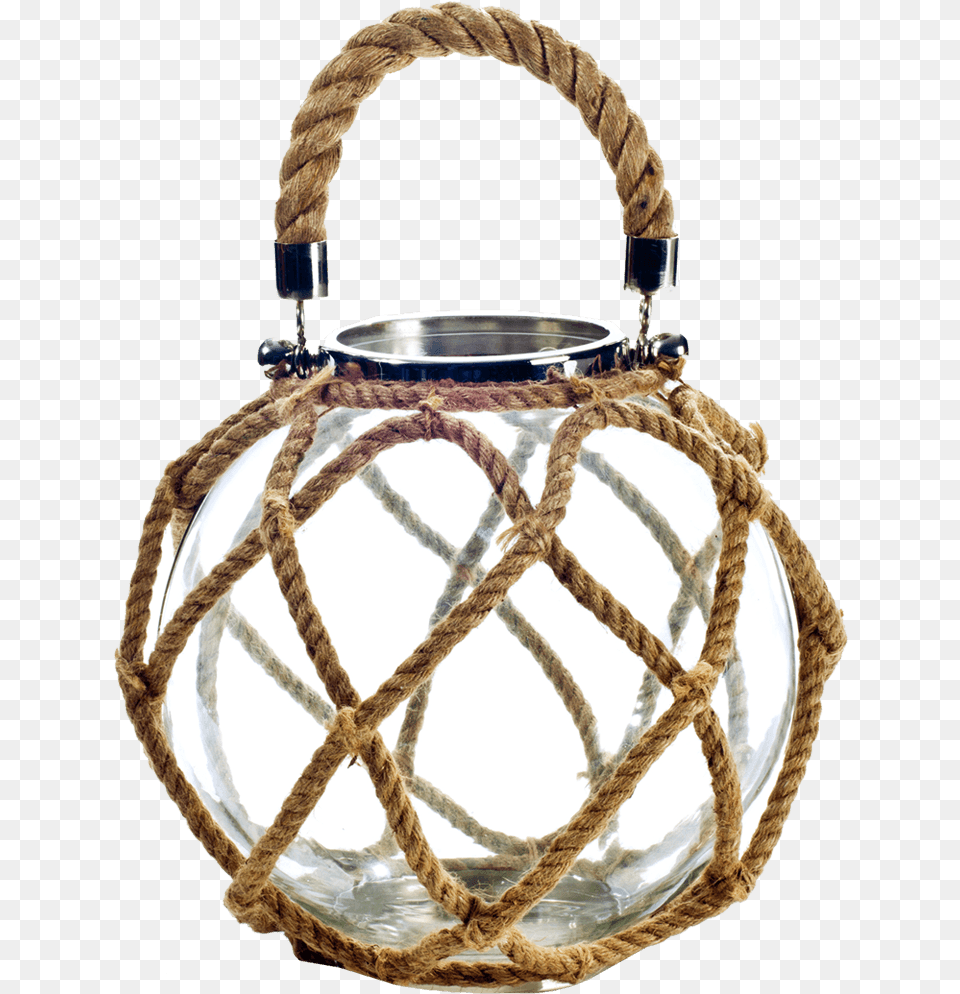 Jute Rope Glass Globe Lanterncandle Holder I Lantern, Accessories, Bag, Handbag, Purse Png Image