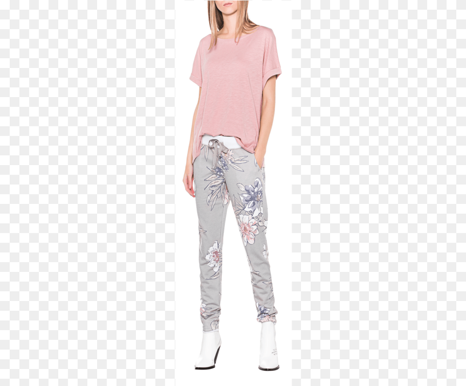 Juviacrew Neck Boxy Wild Rose Clean T Shirt Girl, Clothing, Pants, Female, Person Free Png Download