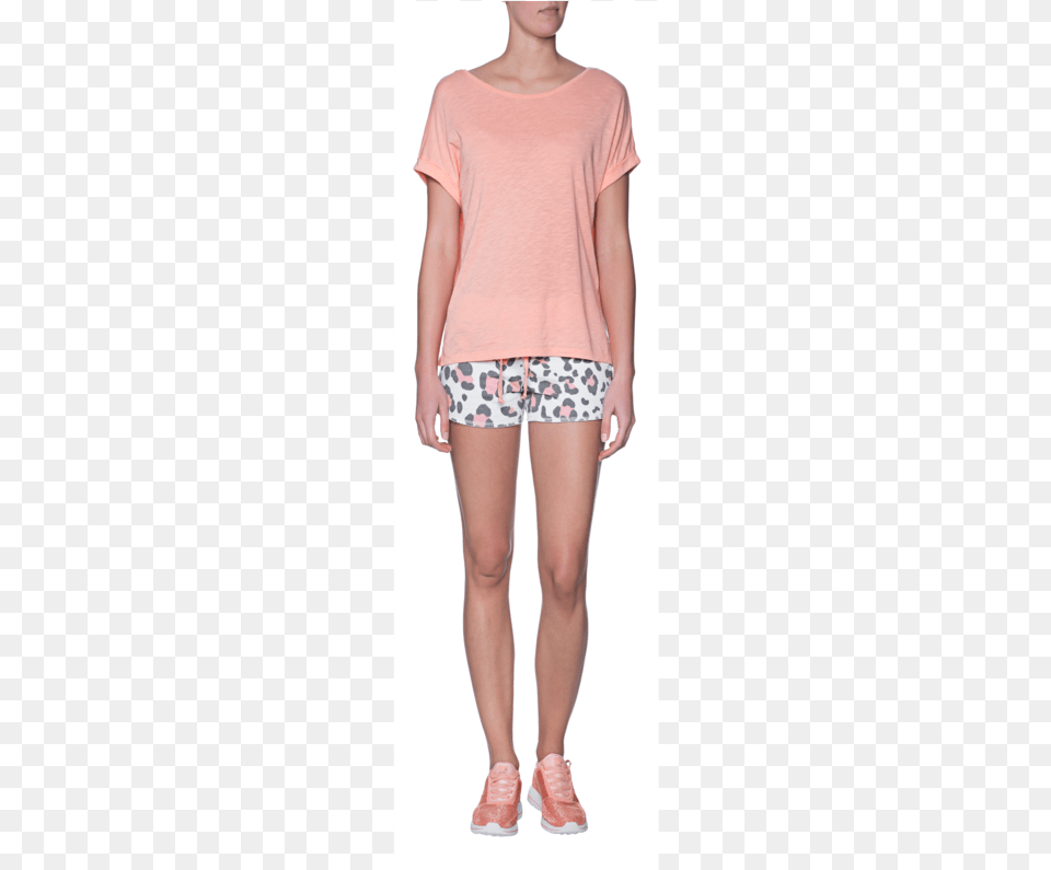 Juviashort Sweat Leo Apricot Cotton Mix Shorts With Pajamas, Clothing, T-shirt, Adult, Female Png Image