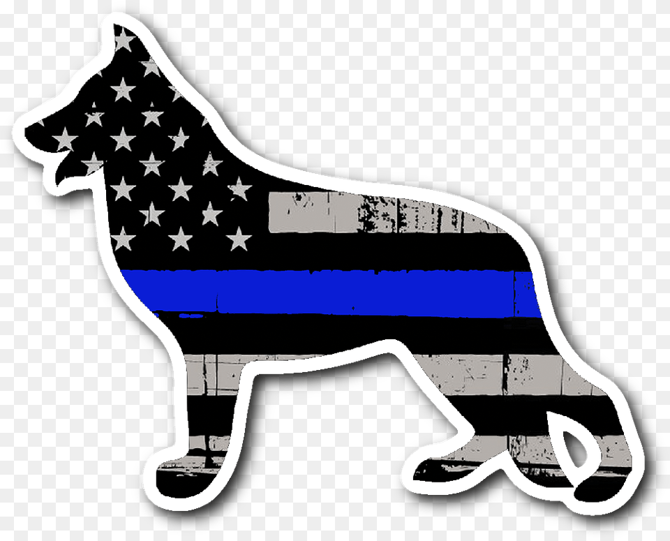 K 9 German Shepherd Thin Blue Line Flag Sticker Thin Blue Line K9 Logo Transparent, Stencil Free Png