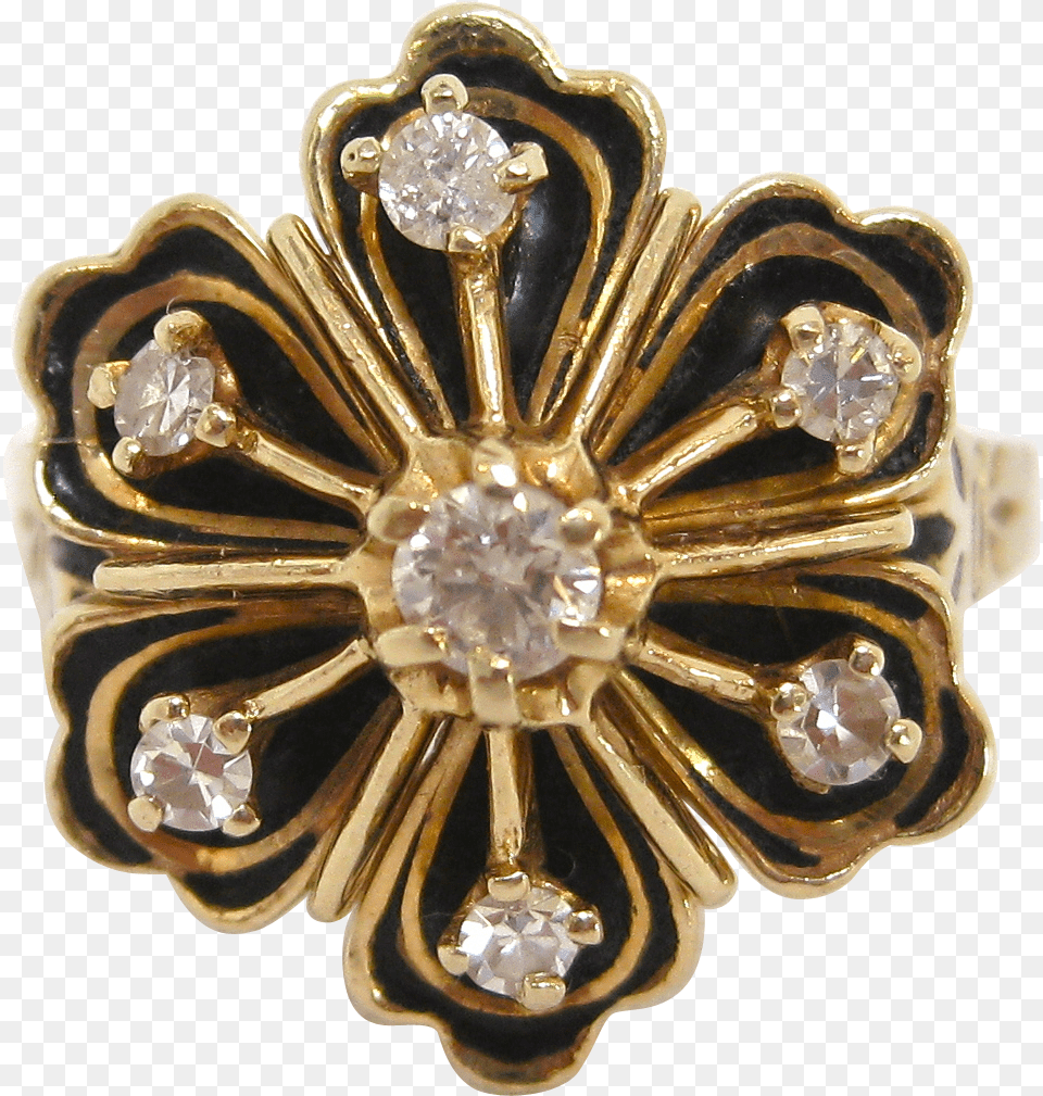 K Gold Black Enamel And Diamond Ring Circa 1890s Gold, Accessories, Brooch, Jewelry, Gemstone Free Png Download