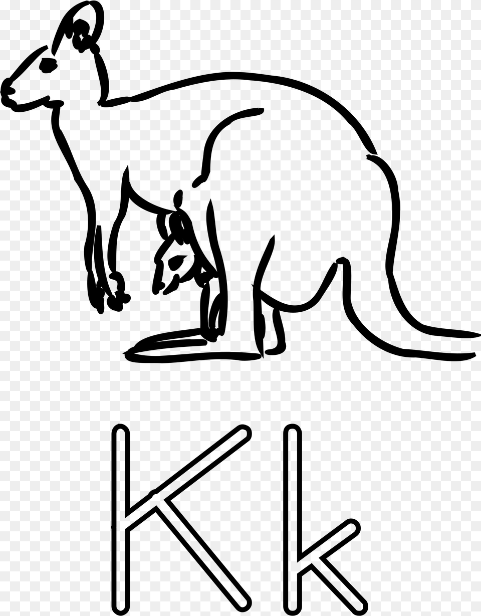 K Is For Kangaroo Clip Arts Kangaroo Coloring, Gray Free Png