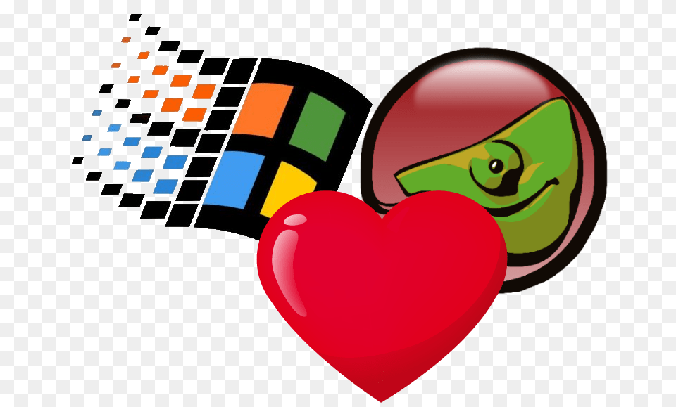 K Meleon 74 Windows 9x Edition Windows 3 1990 Logo Clipart Windows 95 Logo, Heart Png Image