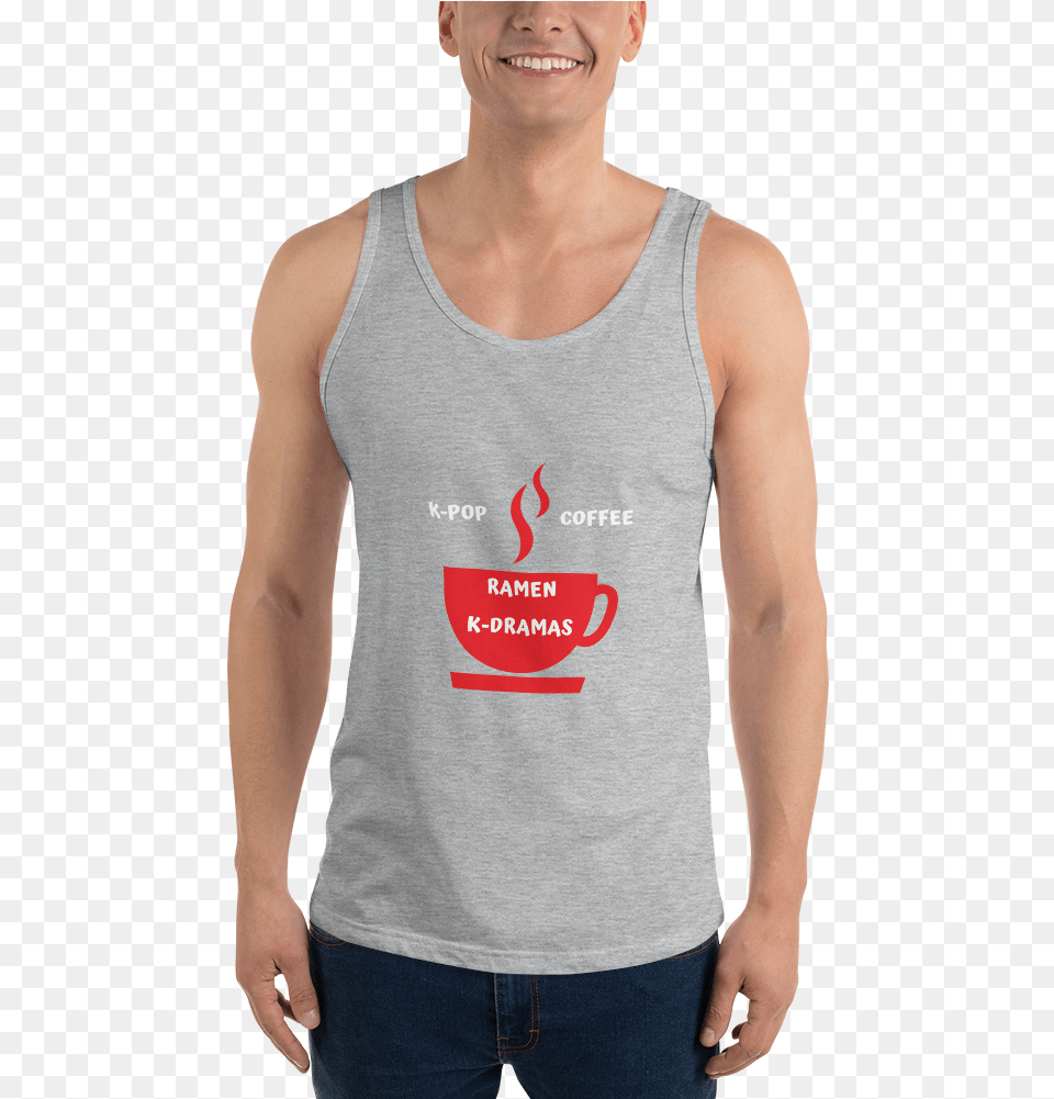 K Pop Coffee Ramen K Dramas Men Tank Top Top, Clothing, Tank Top, Vest, Jeans Free Transparent Png