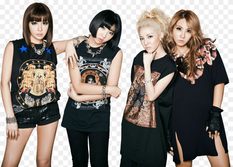 K Pop Group 2ne1 2ne1 Members, T-shirt, Clothing, Girl, Female Png Image