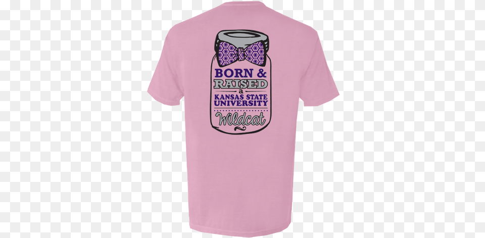 K State Born And Raised Mason Jar Comfort Colors Tee Kansas State Pink Shirt, Clothing, T-shirt, Accessories, Formal Wear Png Image