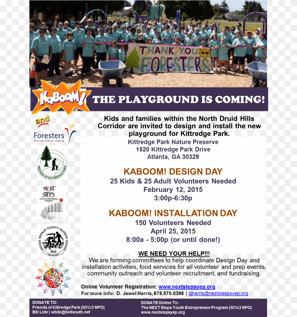 Kaboom Playground Installation Kittredge Park Dekalb County Georgia, Advertisement, Poster, Person, People Free Png Download