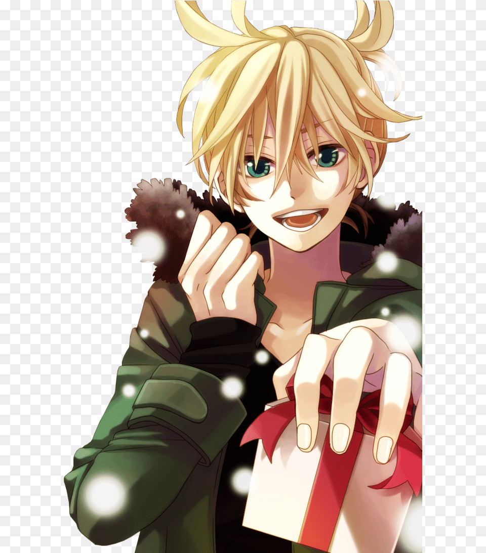 Kagamine Image Anime Guy Giving Present, Book, Comics, Publication, Baby Free Transparent Png