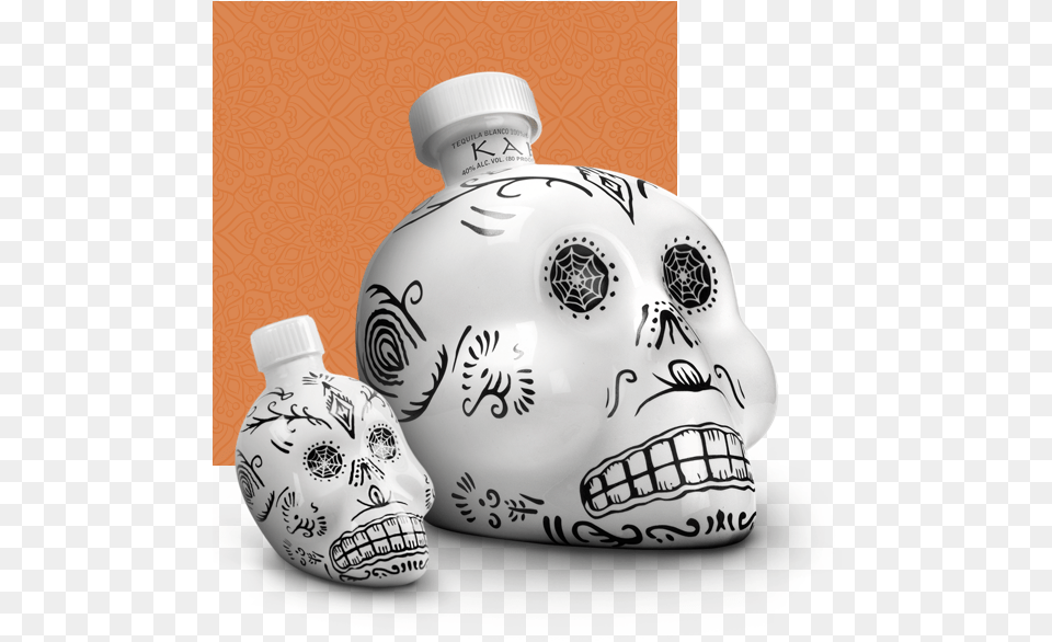 Kah Tequila Blanco White Skull 07 L Mexico Tequila, Piggy Bank, Art, Porcelain, Pottery Free Png