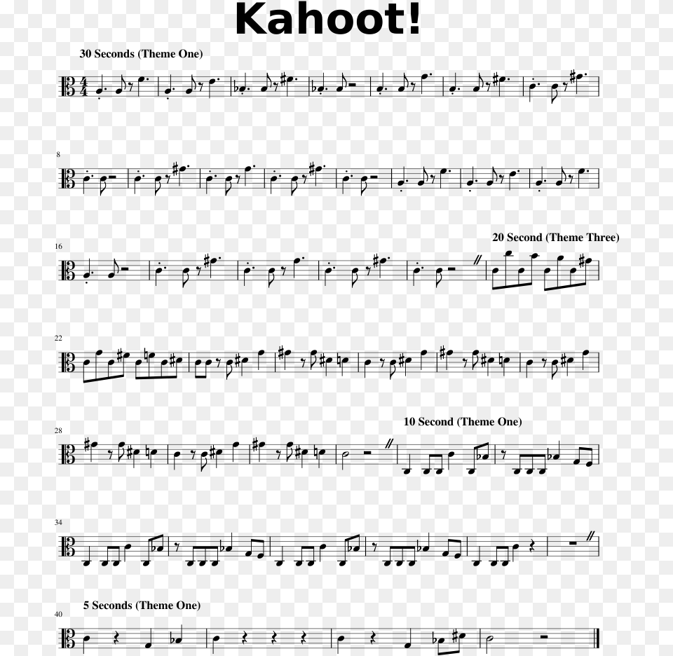 Kahoot Sheet Music 1 Of 1 Pages Kahoot Trumpet Sheet Music, Gray Png Image