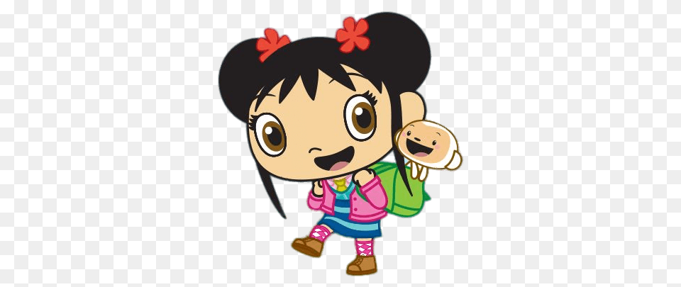 Kai Lan With Hoho In Backpack, Cartoon, Baby, Face, Head Free Transparent Png