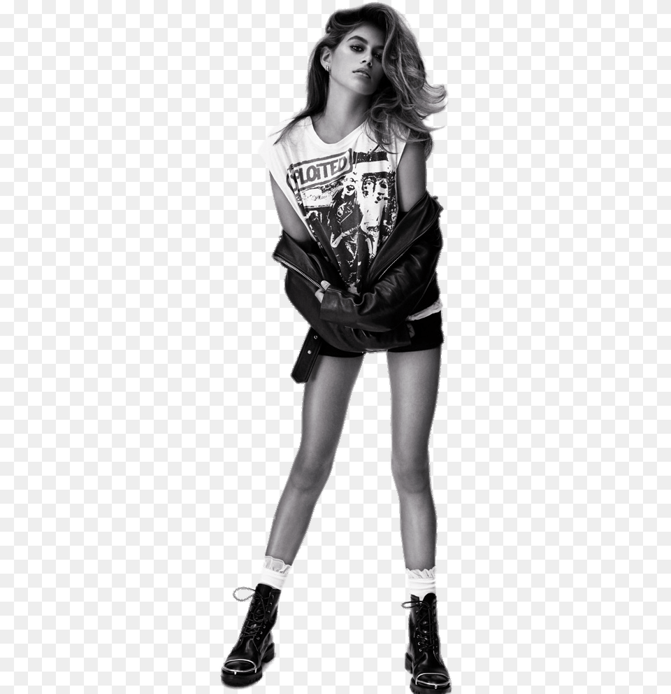 Kaia Gerber Rock N Roll Kaia Gerber And Black Model, Clothing, Shorts, Shoe, Person Free Png Download