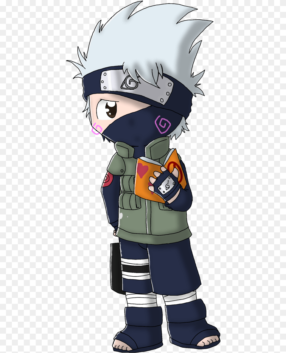 Kakashi Chibi Kakashi With Book Chibi, Comics, Publication, Baby, Person Free Png