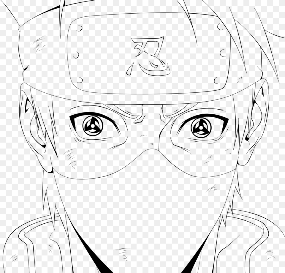 Kakashi Obito Coloring Pages, Gray Png