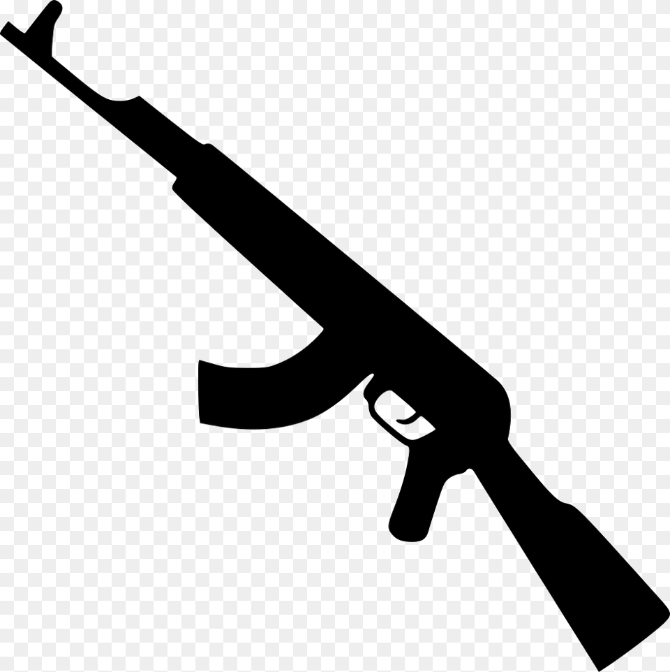 Kalashnikov Gun Icon Gun Black And White, Firearm, Rifle, Weapon, Smoke Pipe Free Transparent Png