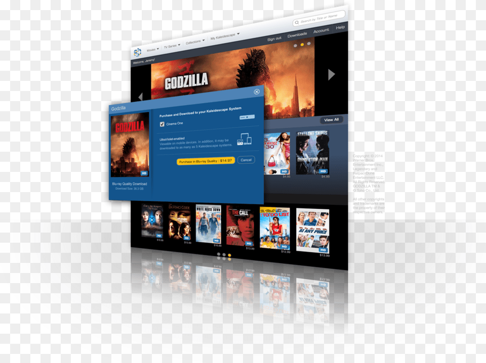 Kaleidescape Store Godzilla Purchase Warner Home Video, Webpage, File, Screen, Monitor Free Transparent Png