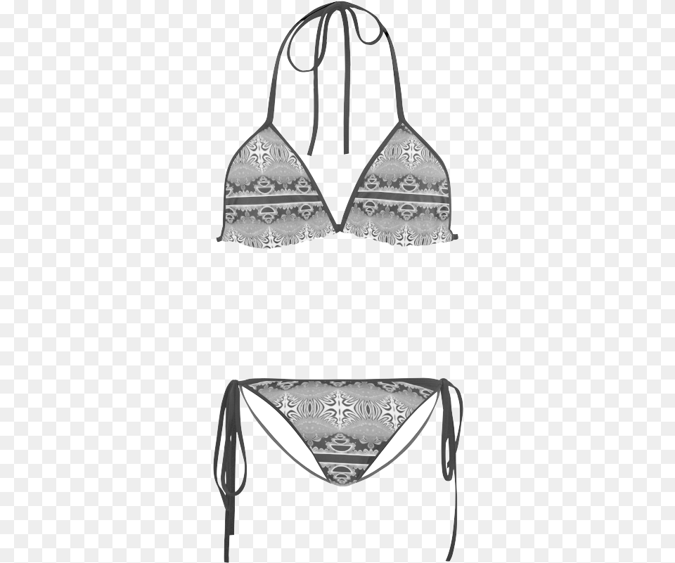 Kaleidoscope Fractal Border Black White Grey Custom Hamsters In Bikinis, Bikini, Swimwear, Clothing, Accessories Png Image