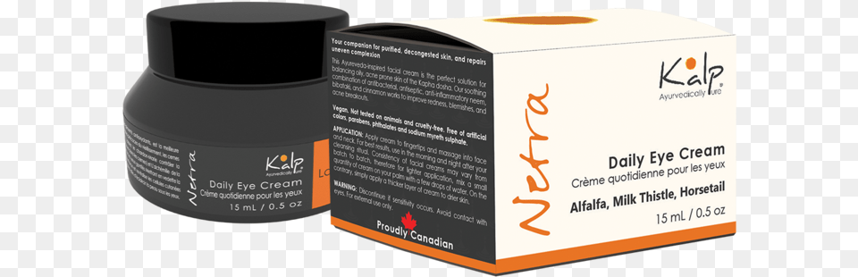 Kalp Canada Netra Firming Ayurveda Daily Eye Cream Box, Bottle, Business Card, Paper, Text Png Image