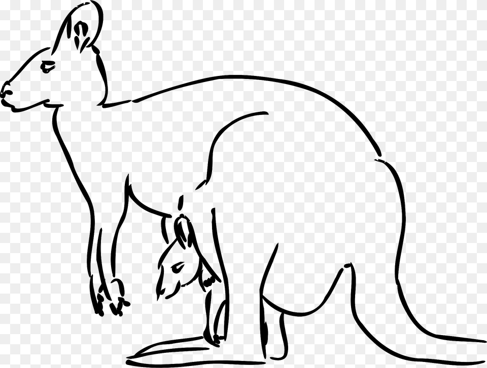 Kangaroo Mom And Baby Outline Clipart, Animal, Mammal, Face, Head Free Png