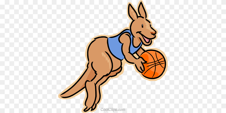 Kangaroo Playing Basketball Royalty Vector Clip Art, Animal, Mammal, Canine Free Png